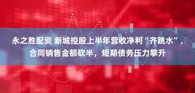 永之胜配资 新城控股上半年营收净利“齐跳水”，合同销售金额砍半，短期债务压力攀升